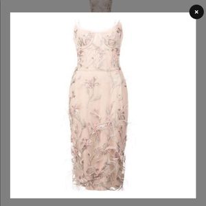 MARCHESA NOTTE Ostrich Feather Embroidered Corset